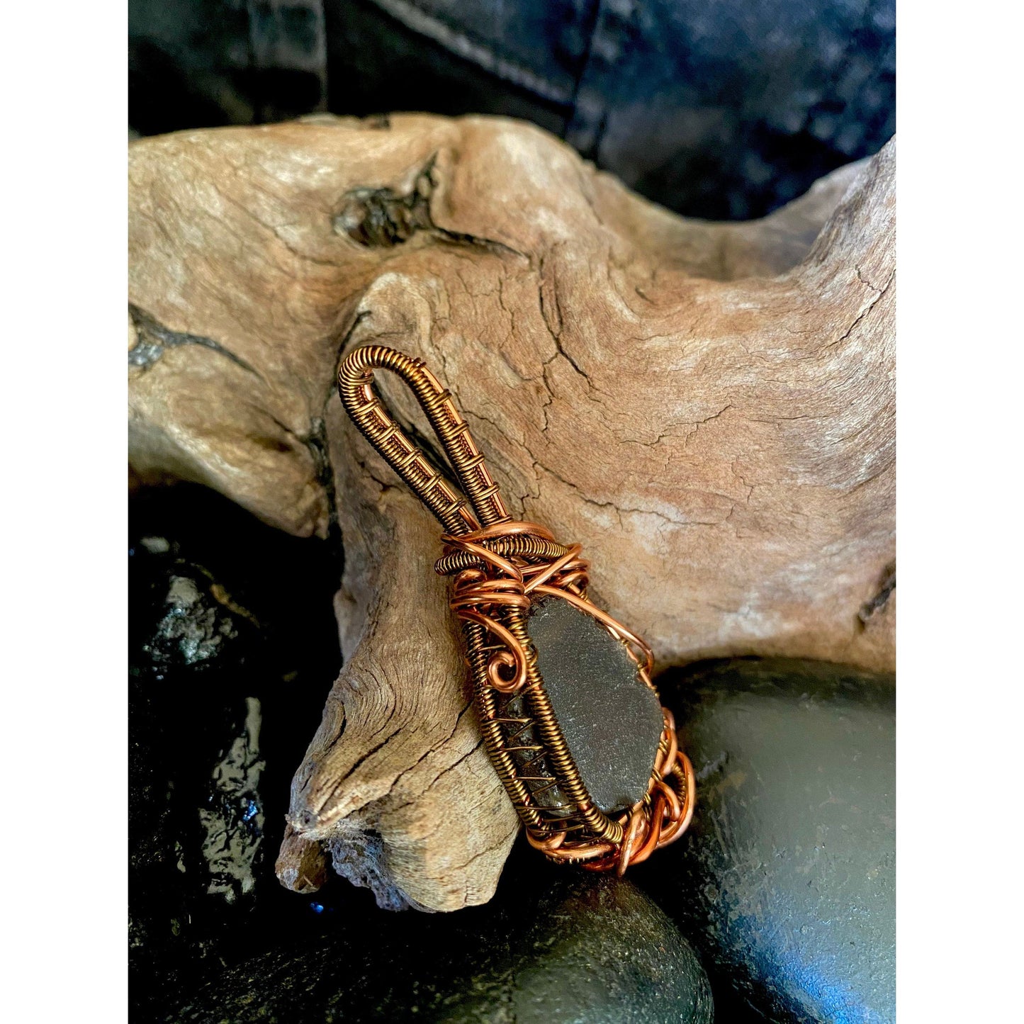 Smoky Quartz Pendant Wire Wrapped in Copper and Antique Bronze - R.Kaelber Art