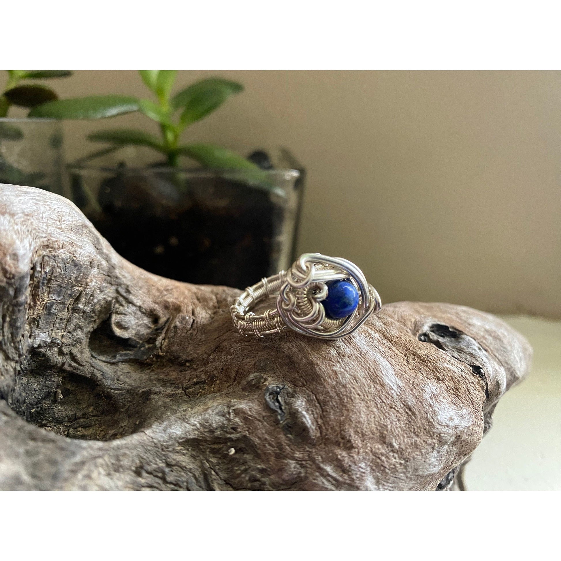 Lapis Lazuli and Silver over Copper Ring Size 5.5 - R.Kaelber Art