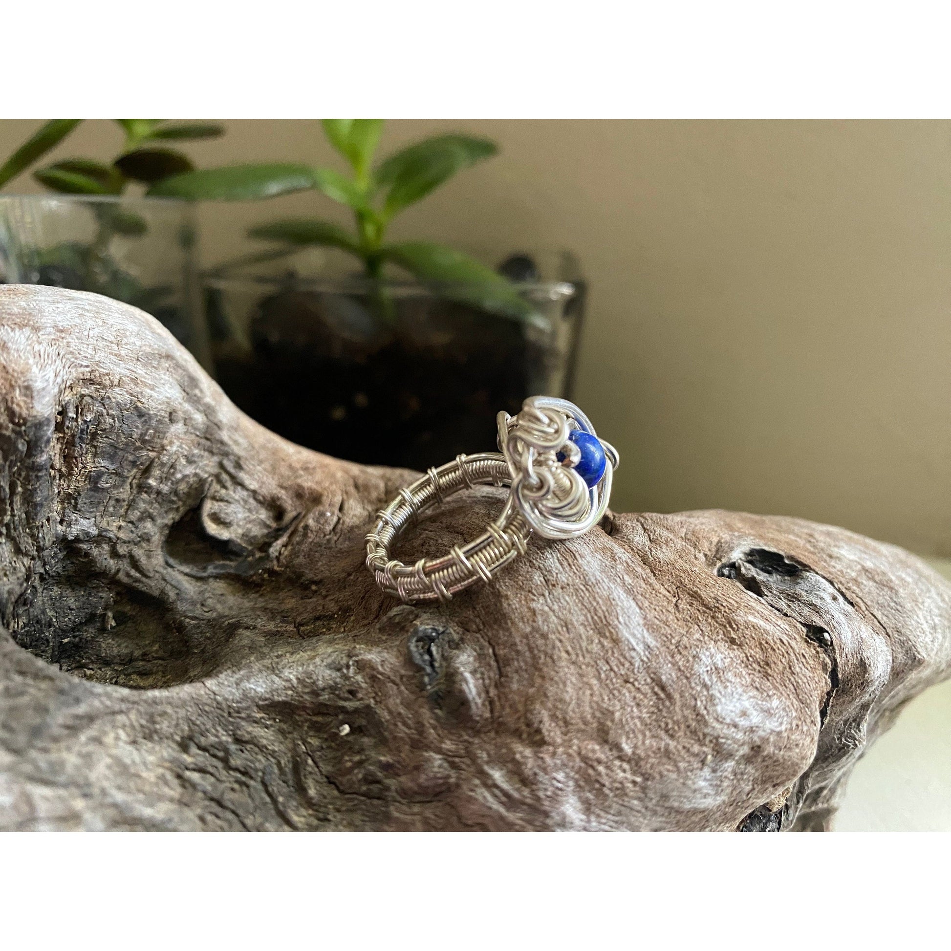 Lapis Lazuli and Silver over Copper Ring Size 5.5 - R.Kaelber Art