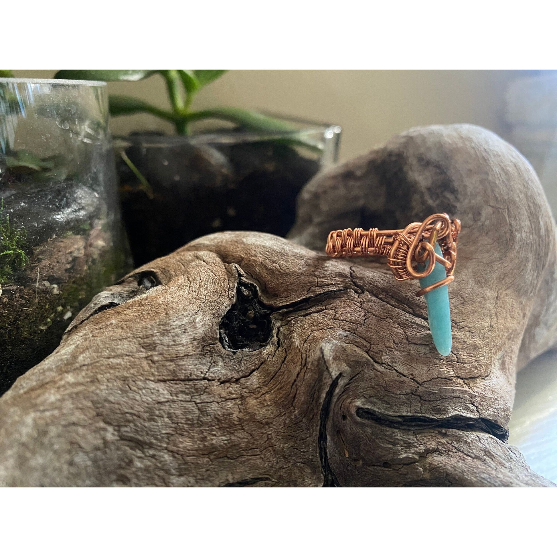 Wire Wrapped Copper Amazonite Ring Size 7 - R.Kaelber Art