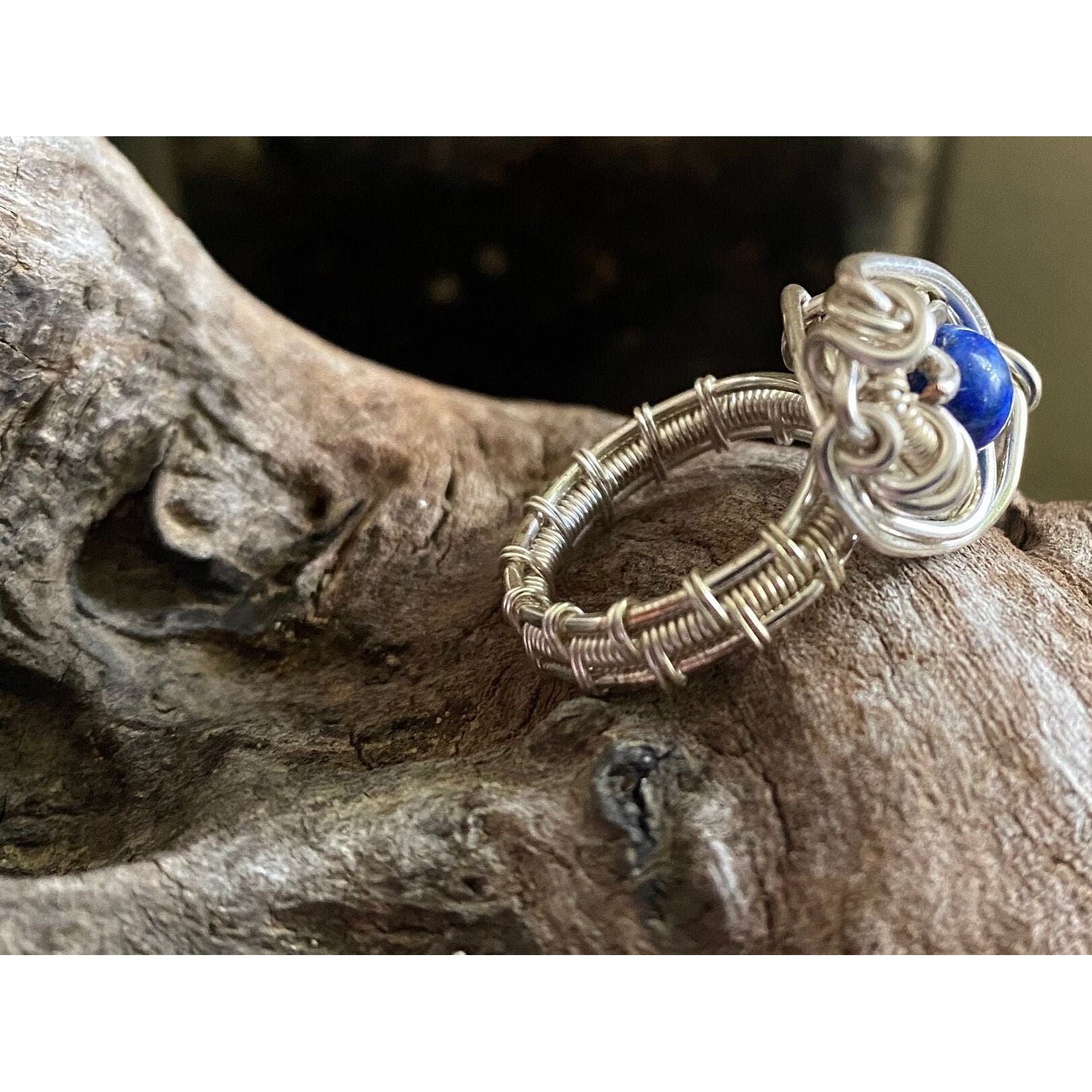 Lapis Lazuli and Silver over Copper Ring Size 5.5 - R.Kaelber Art