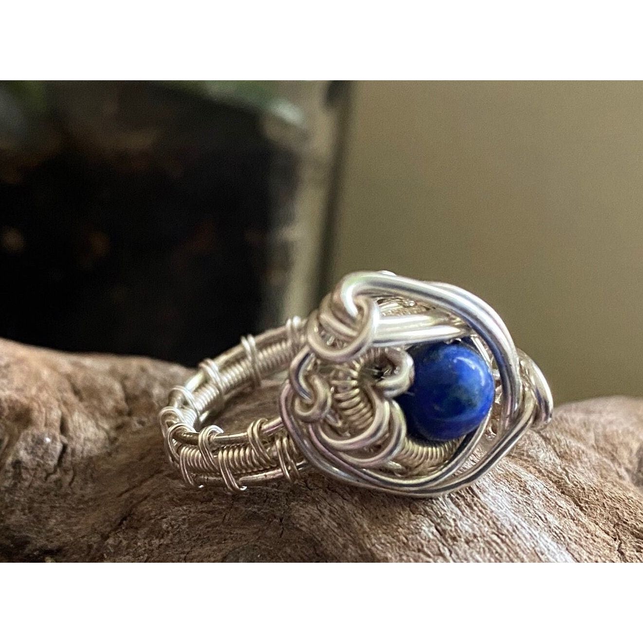 Lapis Lazuli and Silver over Copper Ring Size 5.5 - R.Kaelber Art