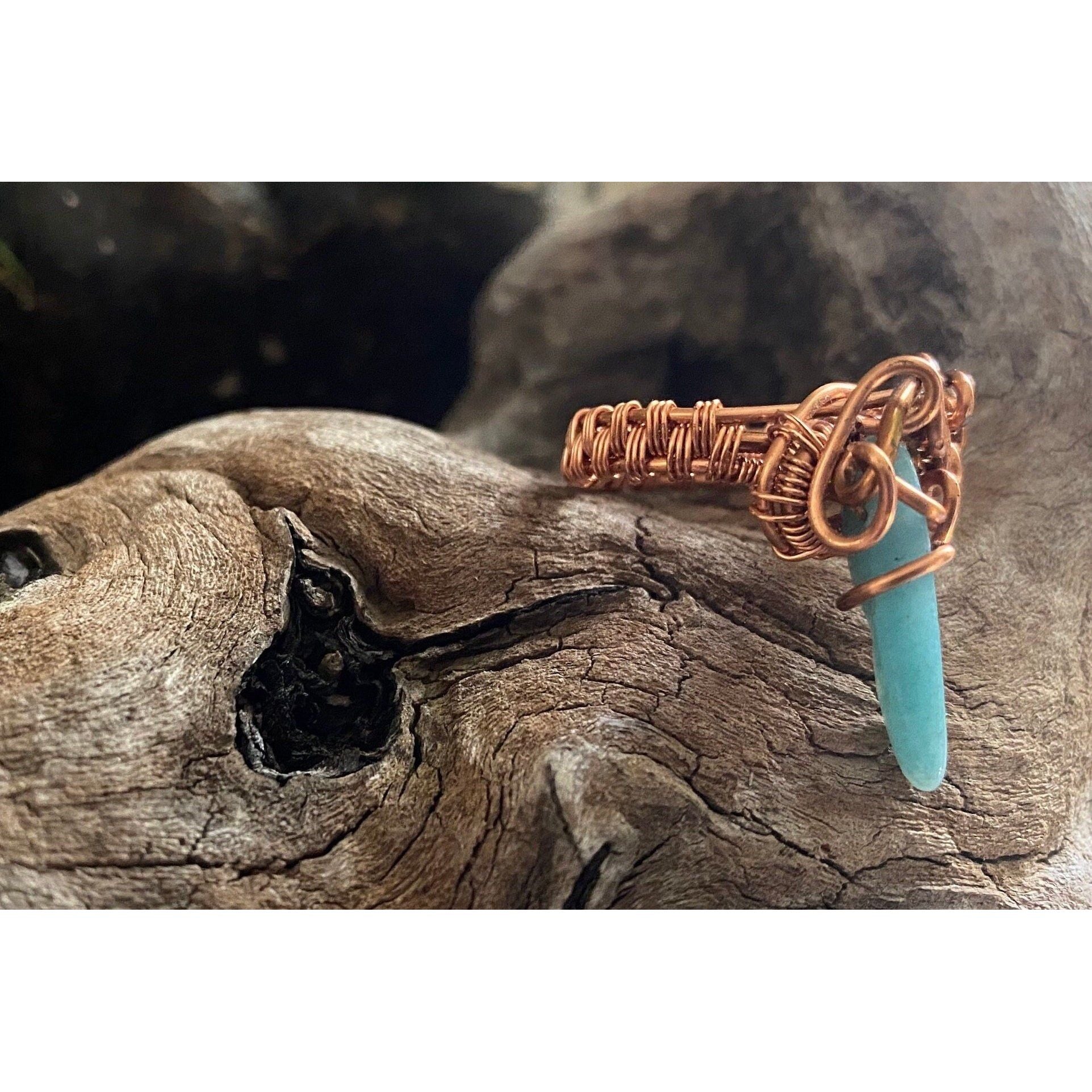 Wire Wrapped Copper Amazonite Ring Size 7 - R.Kaelber Art