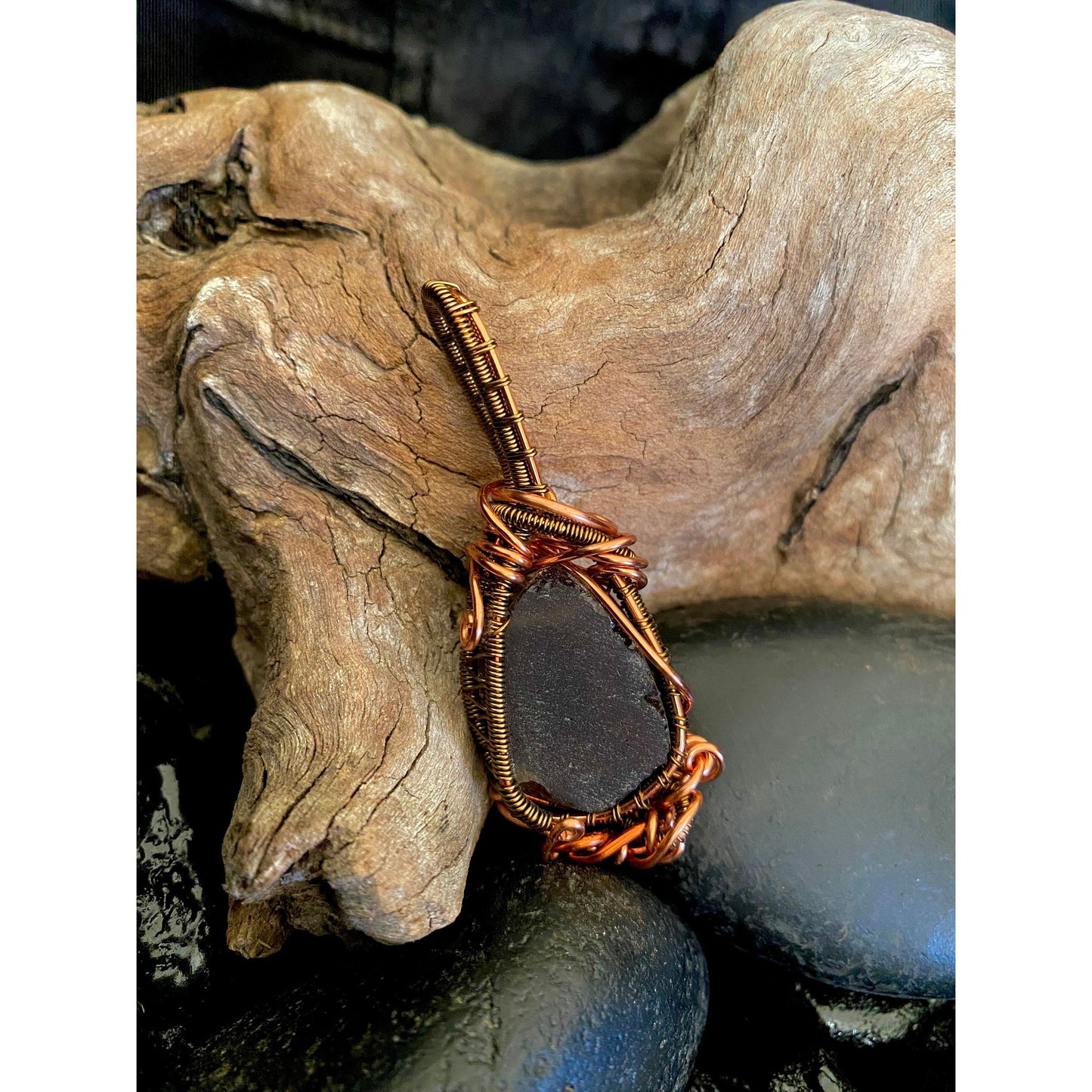 Smoky Quartz Pendant Wire Wrapped in Copper and Antique Bronze - R.Kaelber Art